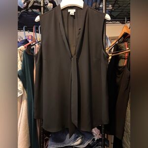 Jcrew Black Sleeveless Tie-Neck Blouse